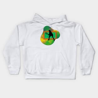 Tennis Player with Tennis Court Background and Wimbledon Colours 4 Kids Hoodie